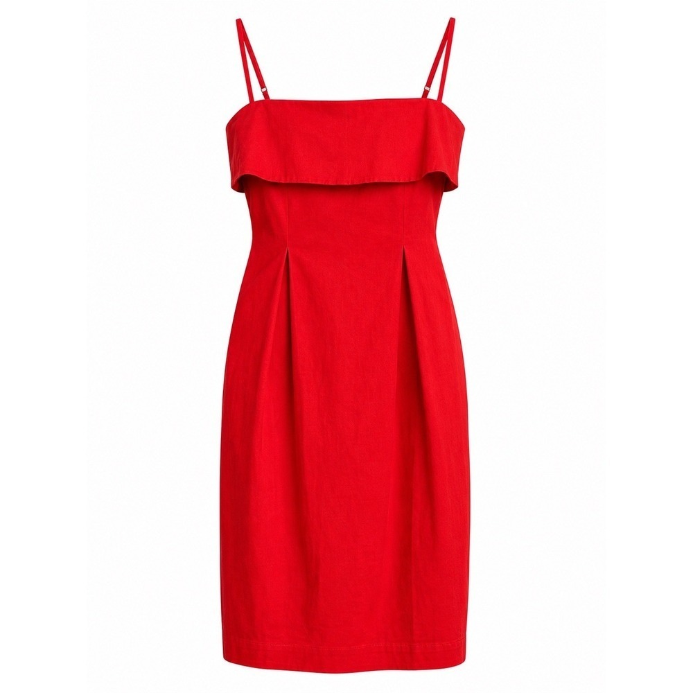 NWT Anthropologie Red Midi Dress XS Draped Cocktail Wedding Guest MSRP $178